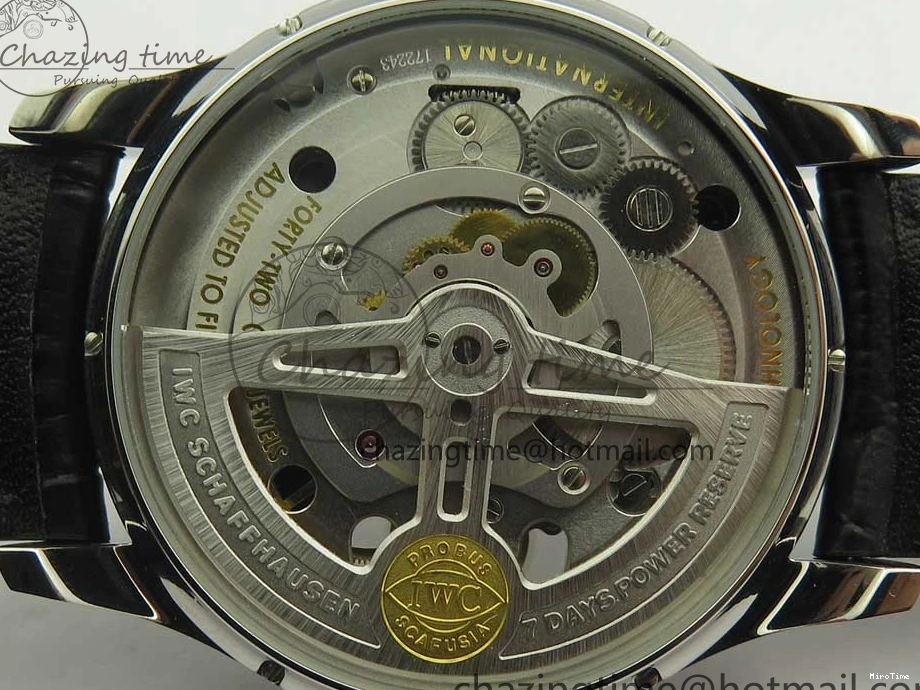 MIROTIME 1218 Efficient Portuguese Tourbillon IW5463 SS ZF Best Edition White Dial on Black Leather Strap 7170